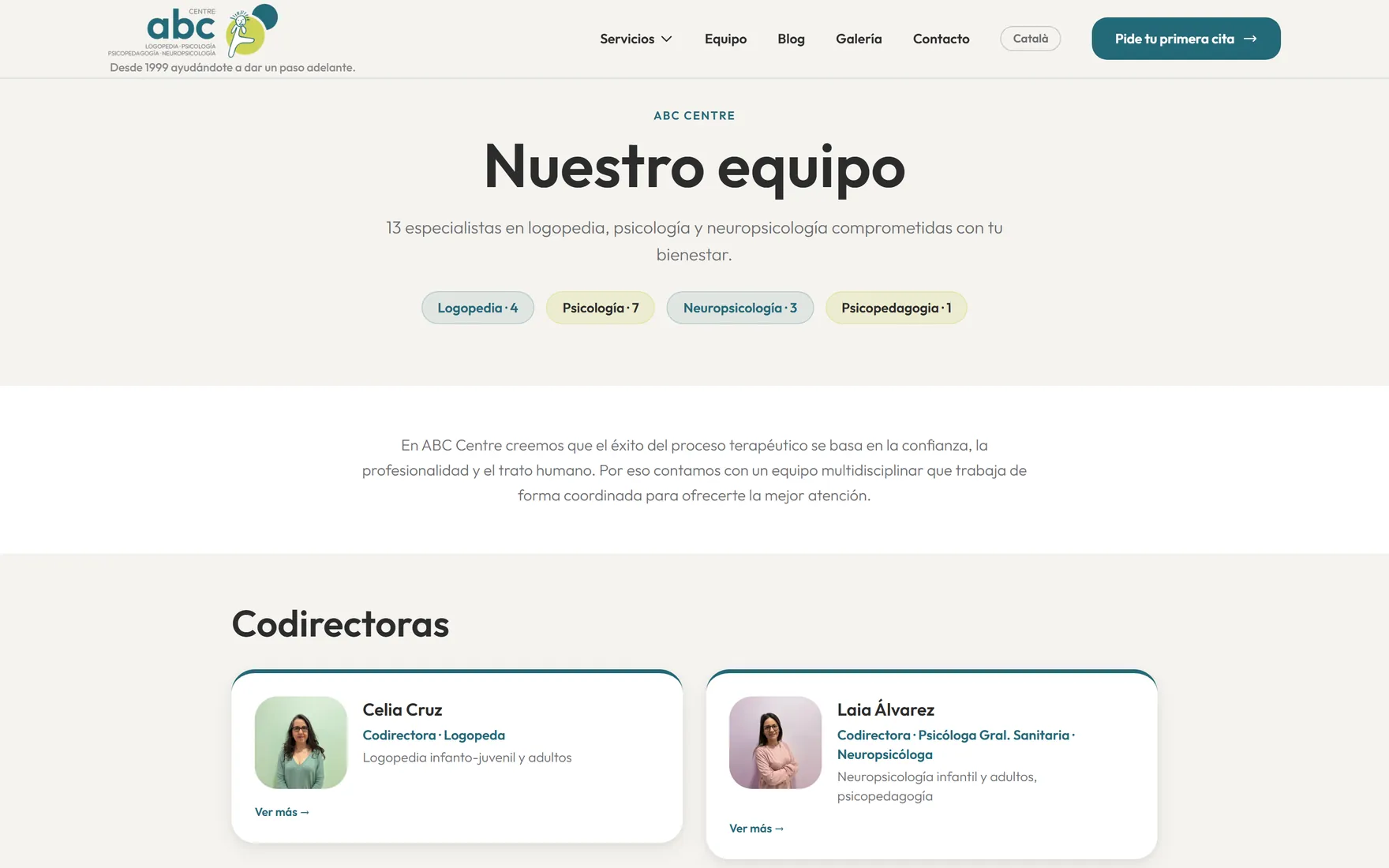 Equipo: los doce especialistas, con nombre y cara